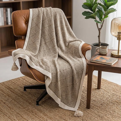 Bohemian Geometric Knit Nap Blanket