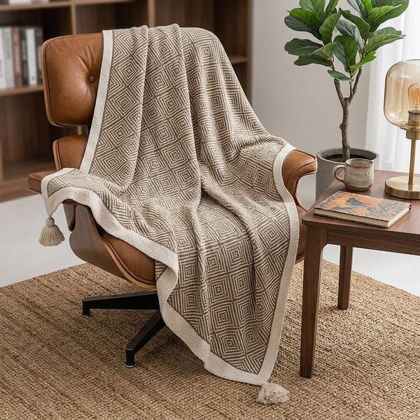 Bohemian Geometric Knit Nap Blanket