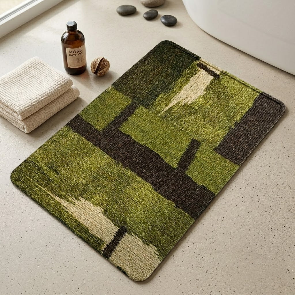 Retro Vintage Green Diatom Mud Bath Mat