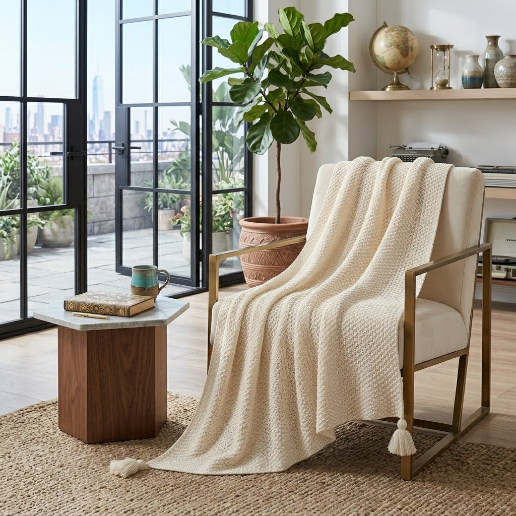 Minimalist Knitted Throw Blanket