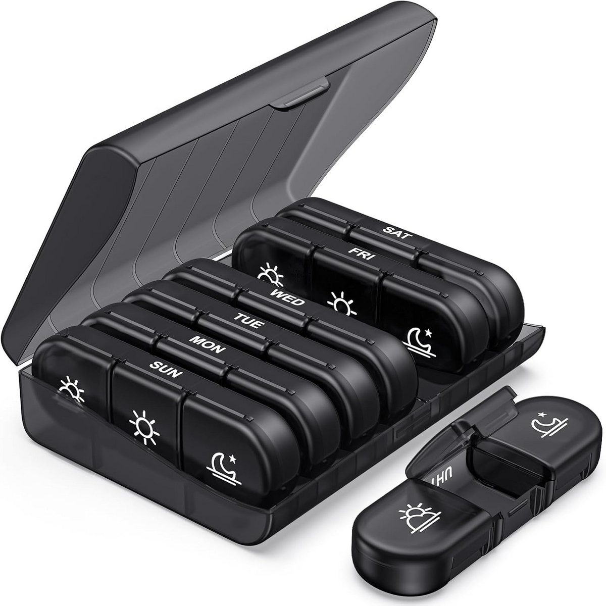 AM PM Weekly Pill Organizer – Travel-Friendly, Large Capacity & BPA-Free