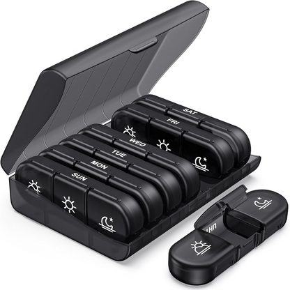 AM PM Weekly Pill Organizer – Travel-Friendly, Large Capacity & BPA-Free