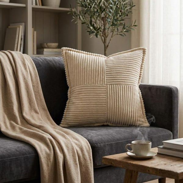 Corduroy Striped Cushion Cover