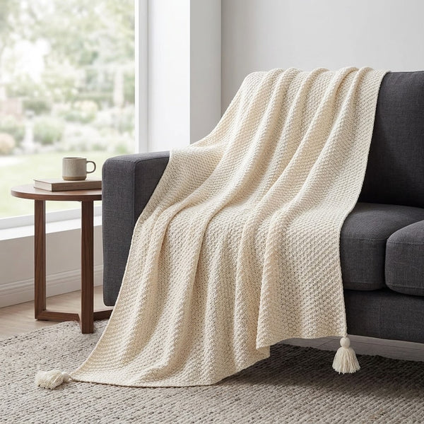 Minimalist Knitted Throw Blanket